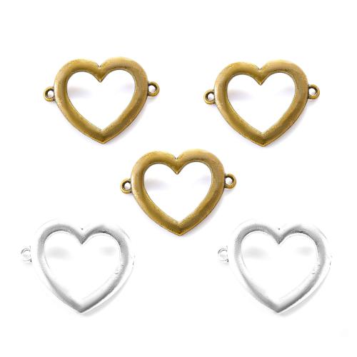 Zinc Alloy Charm Connector, Heart, plated, DIY & 1/1 loop 