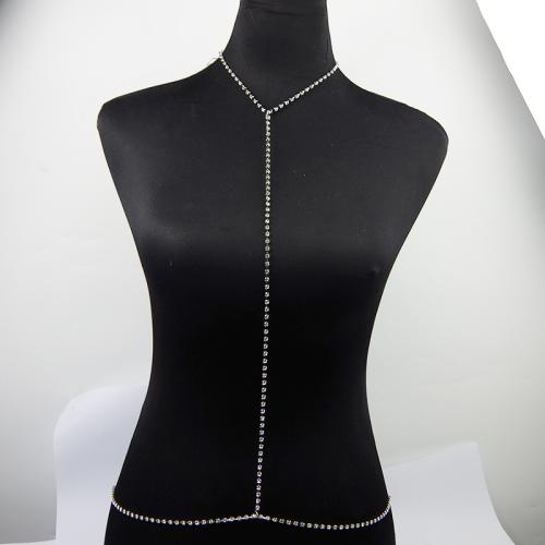 Body Chain Jewelry, Zinc Alloy, fashion jewelry & for woman & with rhinestone cm 