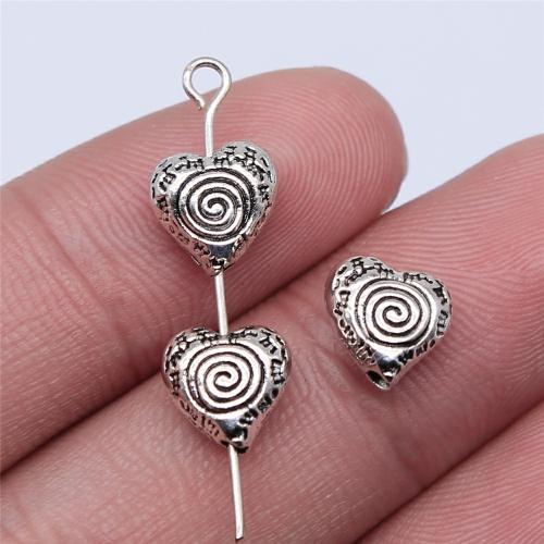 Zinc Alloy Heart Beads, antique silver color plated, DIY [