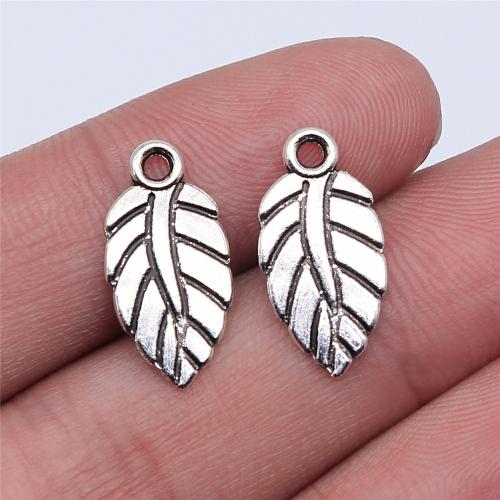 Zinc Alloy Leaf Pendants, antique silver color plated, DIY 