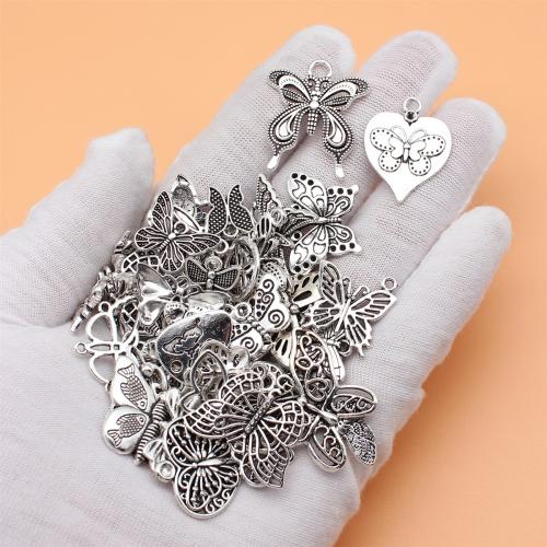 Zinc Alloy Charm Connector, Butterfly, antique silver color plated, DIY & 1/1 loop 