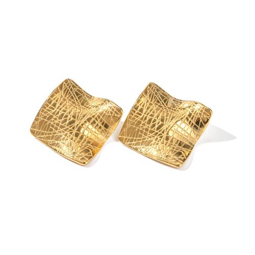 Edelstahl Stud Ohrring, 304 Edelstahl, 18K vergoldet, Modeschmuck & für Frau, goldfarben, 30.6mm, verkauft von Paar