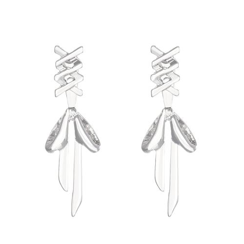 Boucle d'oreille goutte Zinc Alloy, alliage de zinc, bijoux de mode & pour femme, couleur platine Vendu par paire