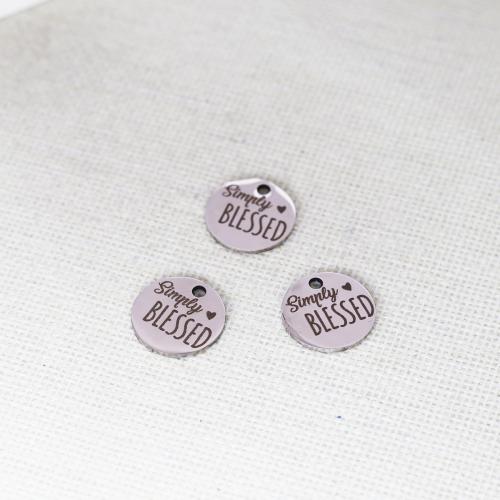 Stainless Steel Tag Charm, 304 Stainless Steel, Round, DIY, original color, 10mm 