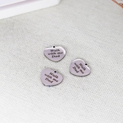 Stainless Steel Tag Charm, 304 Stainless Steel, Heart, DIY, original color, 8mm 