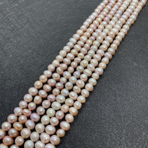 Natural Freshwater Pearl Loose Beads, Slightly Round, DIY Approx 38 cm [