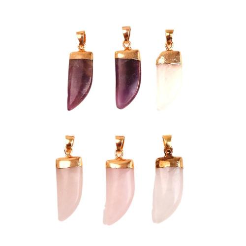 Natural Quartz Pendants, with Brass, Sword, gold color plated, DIY 