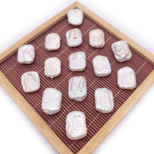 Natural Freshwater Pearl Loose Beads, Rectangle, DIY, white, 14*20 [