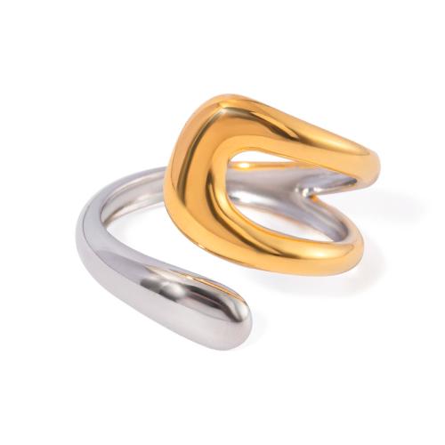 Edelstahl Fingerring, 304 Edelstahl, goldfarben plattiert, Modeschmuck, goldfarben, verkauft von PC