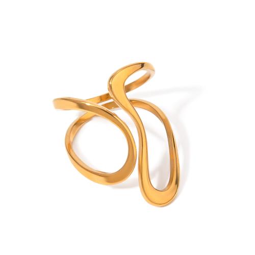 Edelstahl Fingerring, 304 Edelstahl, goldfarben plattiert, Modeschmuck, goldfarben, verkauft von PC