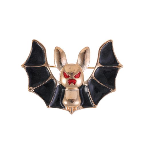 Enamel Brooch, Zinc Alloy, Bat, plated, fashion jewelry, black 