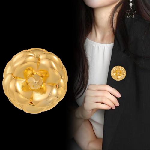 Zinc Alloy Jewelry Brooch, Flower, gold color plated, fashion jewelry, golden, 60mm 