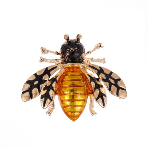 Enamel Brooch, Zinc Alloy, Bee, plated, fashion jewelry, golden 