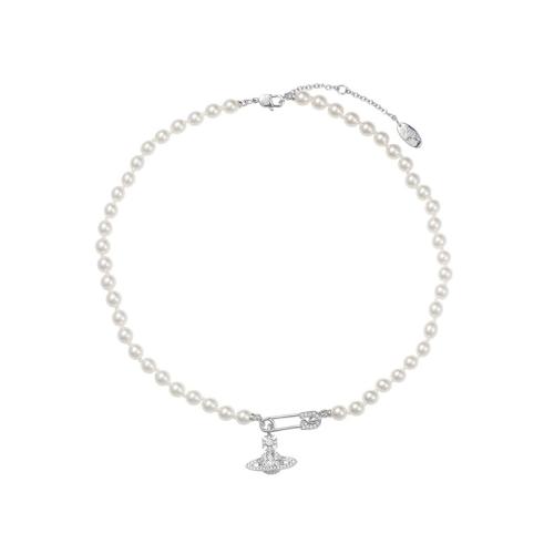 Collier de chaîne en laiton de perles d'eau douce, avec perle d'eau douce cultivée, avec 5cm chaînes de rallonge, bijoux de mode & pour femme & avec strass, blanc Environ 40 cm, Vendu par PC