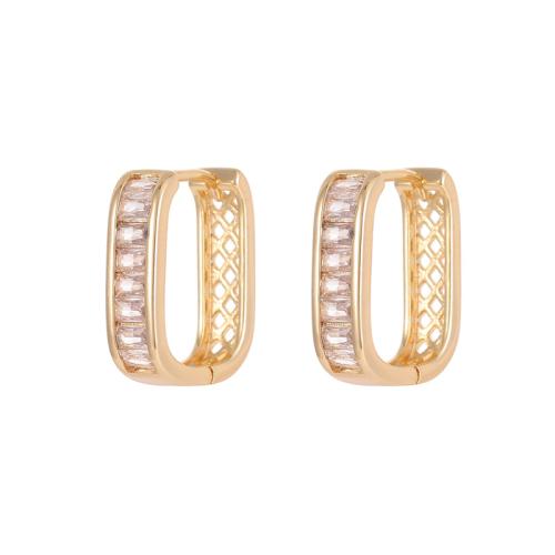 Cubic Zirconia Micro Pave Brass Earring, plated & micro pave cubic zirconia & for woman, golden 