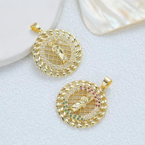 Cubic Zirconia Micro Pave Brass Pendant, plated, DIY & micro pave cubic zirconia 