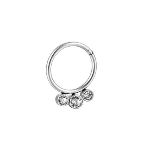 Bijoux de Piercing nez en acier inoxydable, Acier inoxydable 316, Placage, unisexe & pavé de micro zircon, couleur originale Vendu par PC[