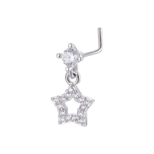 Brass Nose Piercing Jewelry, plated, multifunctional & Unisex & micro pave cubic zirconia, original color 