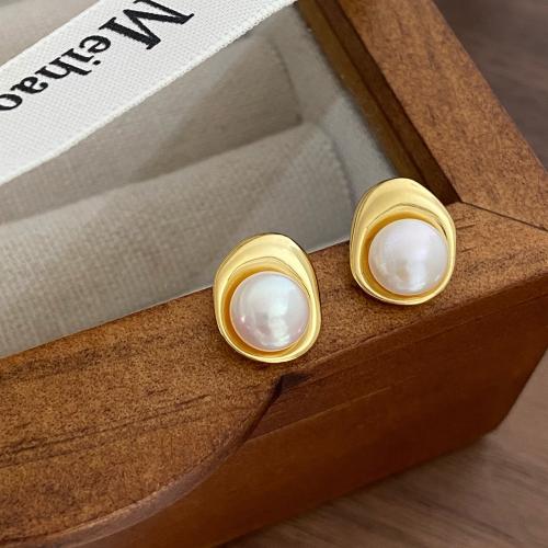 Plastic Pearl Zinc Alloy Earring, with Plastic Pearl, fashion jewelry & for woman [