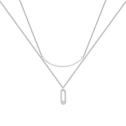 Titanium Steel Jewelry Necklace, with 4cm extender chain, Double Layer & fashion jewelry & micro pave cubic zirconia & for woman, original color Approx 40 cm, Approx 44.5 cm 