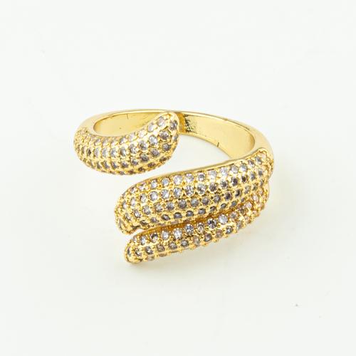 Cubic Zirconia Micro Pave Brass Finger Ring, fashion jewelry & micro pave cubic zirconia & for woman, golden 