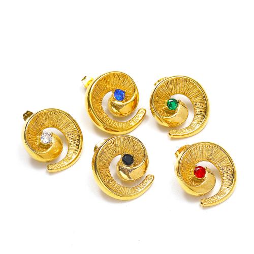 Pendientes de acero Titanium, Partículas de acero, chapado en color dorado, para mujer & con diamantes de imitación, más colores para la opción, Vendido por UD