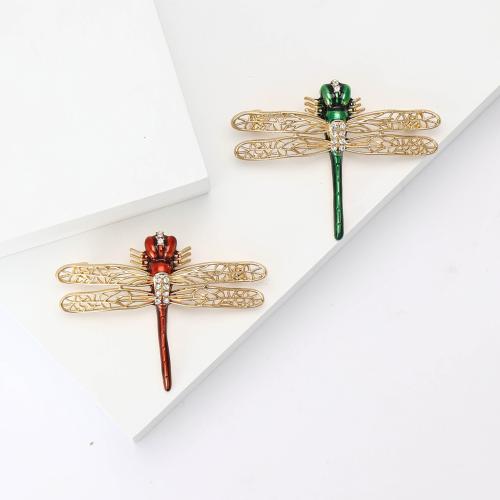 Enamel Brooch, Zinc Alloy, Dragonfly, plated, fashion jewelry & with rhinestone 