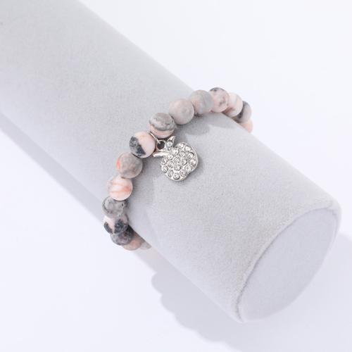 Pulsera de Piedras Preciosas, acero inoxidable 304, con Piedra natural & Jasper Zebra, hecho a mano, diferentes estilos para la opción & micro arcilla de zirconia cúbica & para mujer, más colores para la opción, Vendido por UD