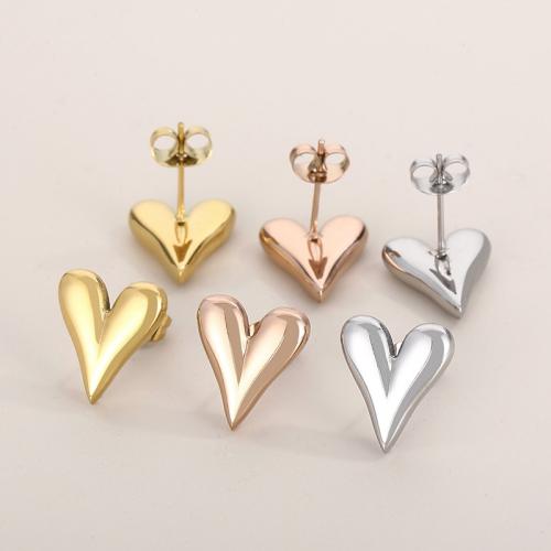 Stainless Steel Hoop Earring, 304 Stainless Steel, Heart, Vacuum Ion Plating, for woman 