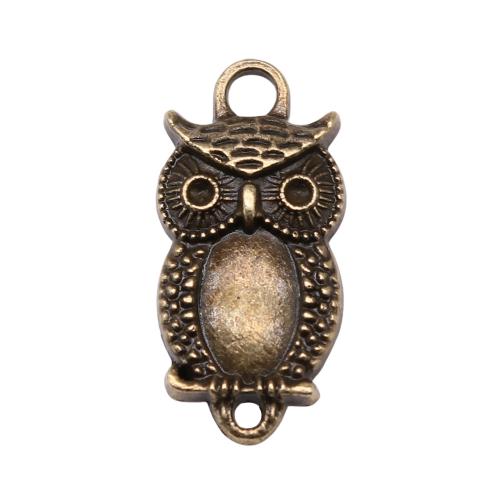 Animal Zinc Alloy Connector, Owl, plated, DIY & 1/1 loop 