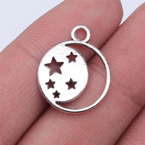 Zinc Alloy Jewelry Pendants, Moon and Star, antique silver color plated, DIY 