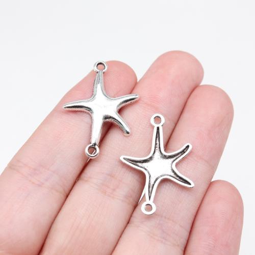 Animal Zinc Alloy Connector, Starfish, antique silver color plated, DIY & 1/1 loop 