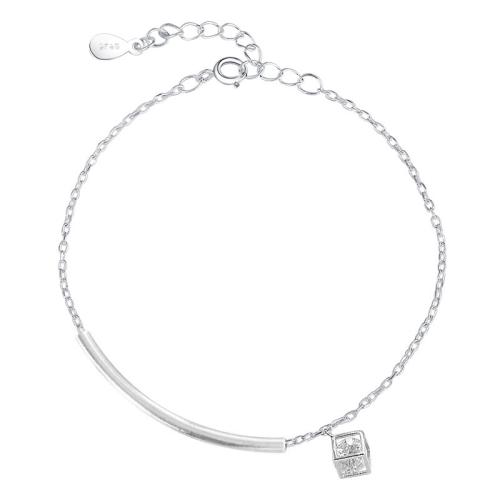 Zinc bracelets en strass en alliage , alliage de zinc, avec 3cm chaînes de rallonge, bijoux de mode & pour femme & avec strass, argent Environ 15 cm, Vendu par PC