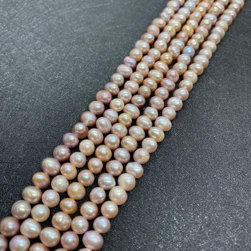 Natural Freshwater Pearl Loose Beads, Slightly Round, DIY Approx 38 cm 