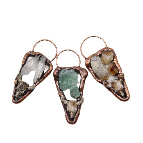 Natural Quartz Pendants, Zinc Alloy, with Quartz & Acrylic, antique copper color plated, DIY 