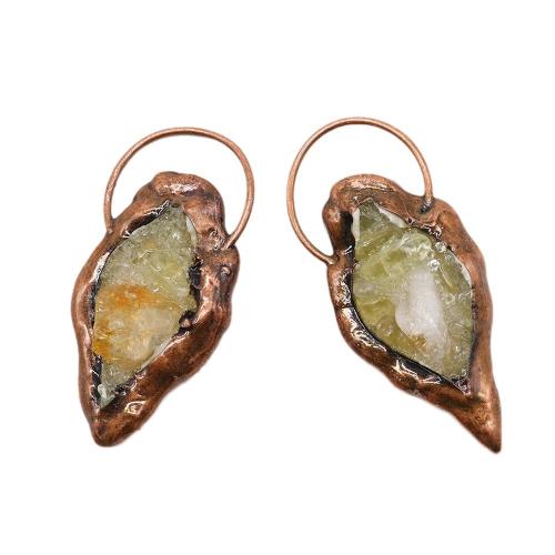 Natural Quartz Pendants, Zinc Alloy, with Citrine, antique copper color plated, DIY x60- 