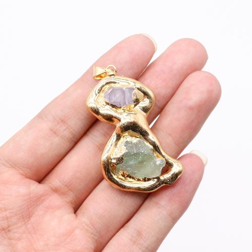 Natural Quartz Pendants, Zinc Alloy, with Quartz, gold color plated, DIY x52- 