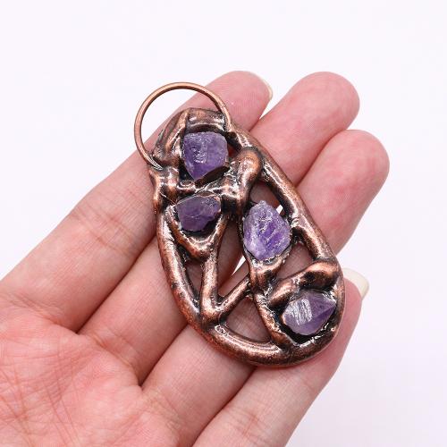 Natural Quartz Pendants, Zinc Alloy, with Quartz, antique copper color plated, DIY x66- 