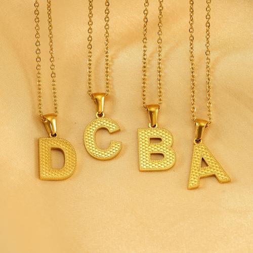 Collier de bijoux de titane, Acier titane, Lettre d’alphabet, Placage de couleur d'or, styles différents pour le choix & pour femme, plus de couleurs à choisir, Vendu par PC