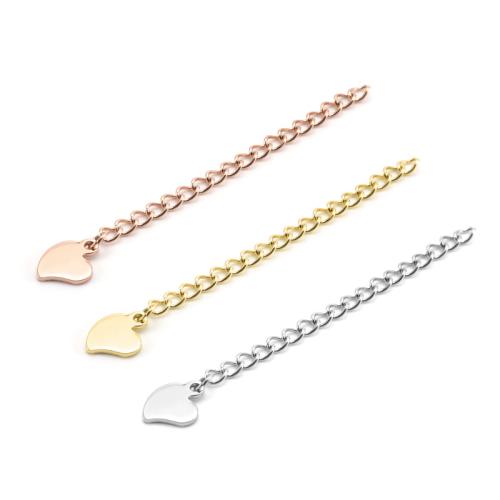 Stainless Steel Extender Chain, 304 Stainless Steel, Heart, plated, DIY cm 