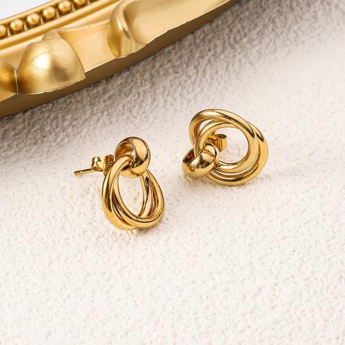 Titanium Steel Earrings, gold color plated, for woman 