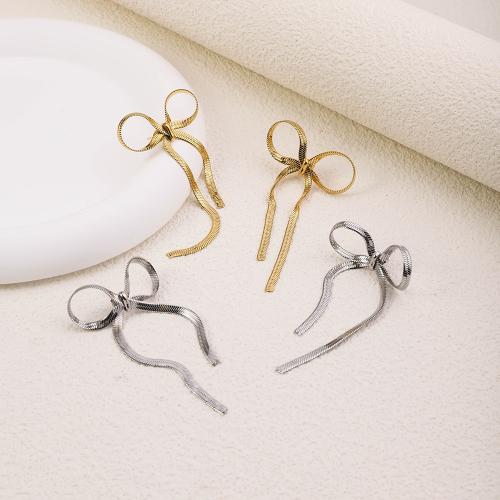 Stainless Steel Drop Earring, 304 Stainless Steel, Bowknot, plated, for woman 