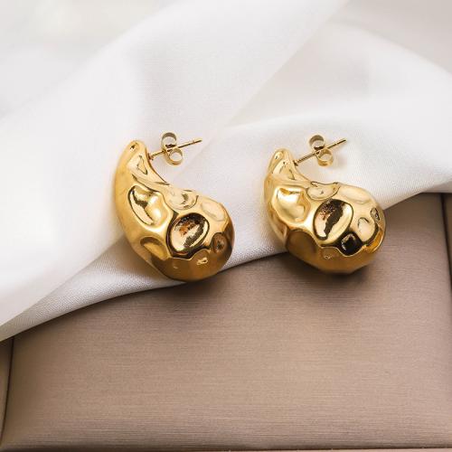 Titanium Steel Earrings, gold color plated, for woman 