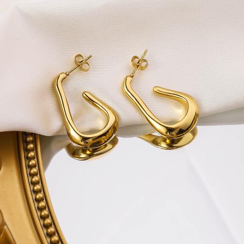 Titanium Steel Earrings, gold color plated, for woman 