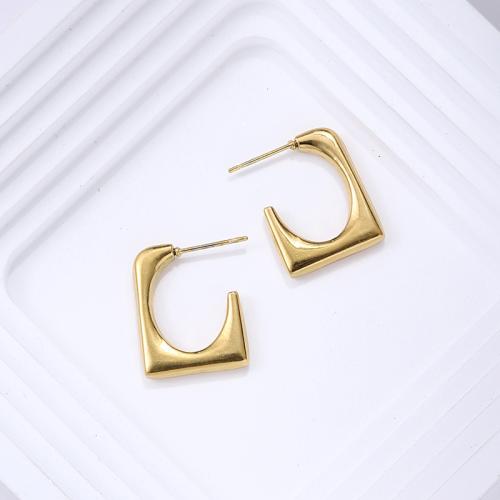 Pendientes de acero Titanium, Partículas de acero, chapado en color dorado, para mujer, 16mm, Vendido por Par