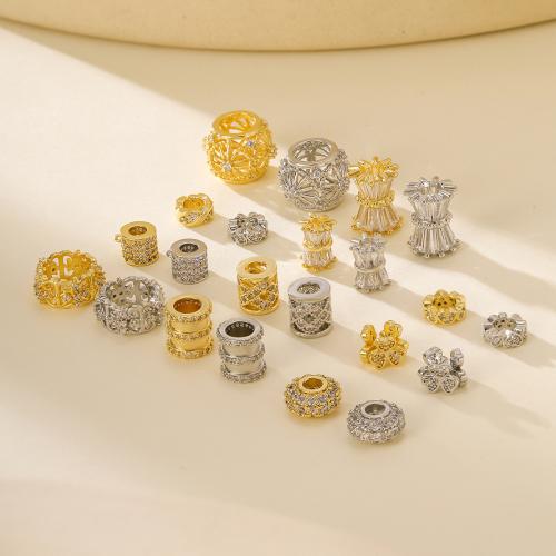 Brass Spacer Beads, real gold plated, DIY & micro pave cubic zirconia [