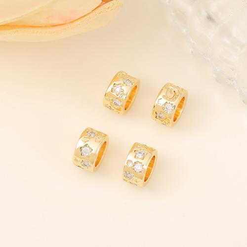 Brass Spacer Beads, real gold plated, DIY & micro pave cubic zirconia, golden [