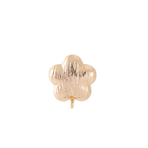 Brass Earring Stud Component, petals, real gold plated, DIY, golden 