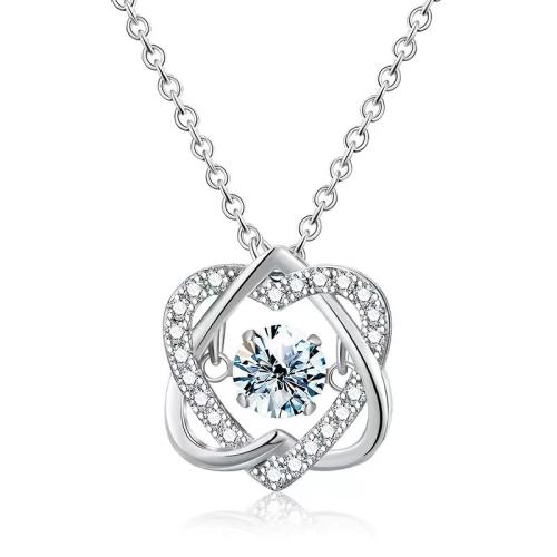 Zircon cubique Micro Pave collier en argent sterling, argent sterling 925, Placage, pavé de micro zircon & pour femme, couleur platine Environ 41-50 cm, Vendu par PC