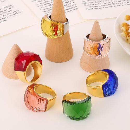 Edelstahl Fingerring, 304 Edelstahl, mit Glas, plattiert, unisex & verschiedene Größen vorhanden, keine, verkauft von PC